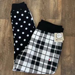 NEW CHAMPION Plaid Polka Dot JOGGER PANTS Large